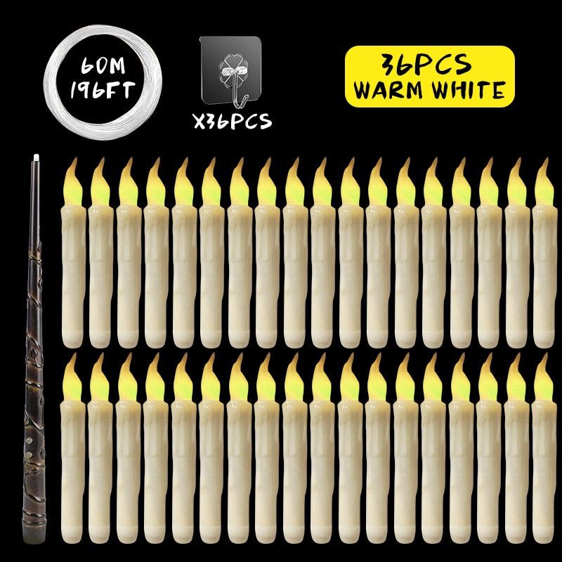 Floating LED Candles With Wand Remote Control - luvinly