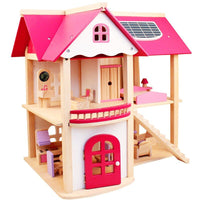 Thumbnail for Wooden Dollhouse W/ Furniture - luvinly