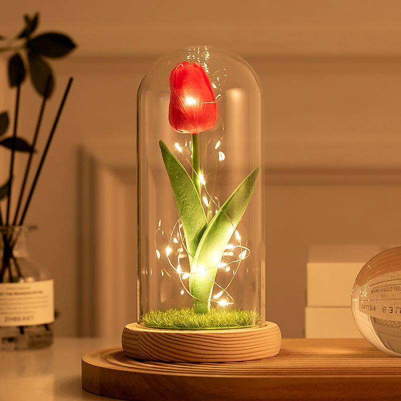 Glass-covered Perpetual Flower Night Light Ornaments - luvinly