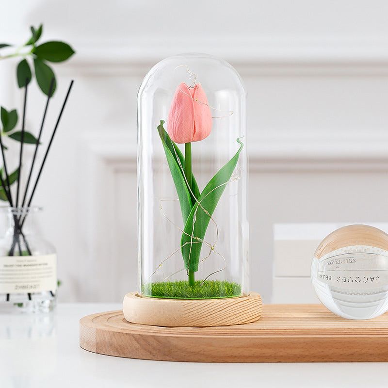 Glass-covered Perpetual Flower Night Light Ornaments - luvinly