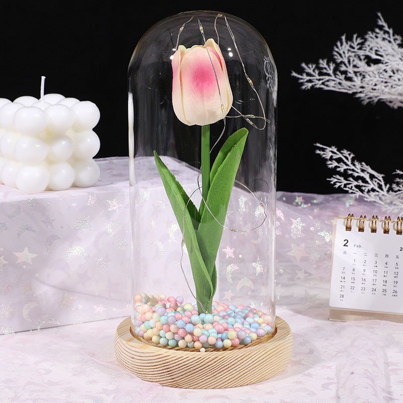Glass-covered Perpetual Flower Night Light Ornaments - luvinly
