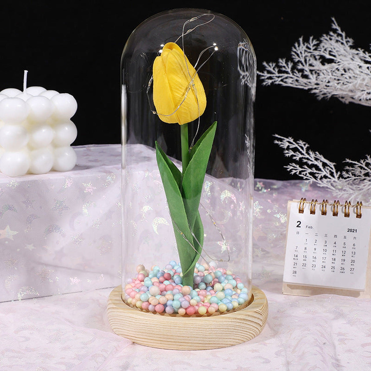 Glass-covered Perpetual Flower Night Light Ornaments - luvinly