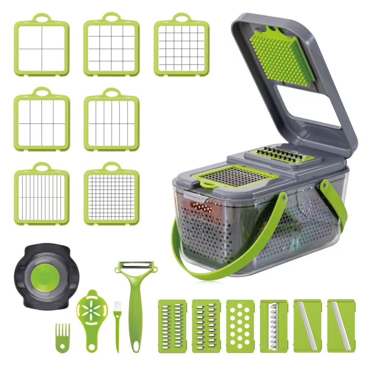 MandoSlice - 22-In-1 Mandolin Slicer With 13 Blades - luvinly