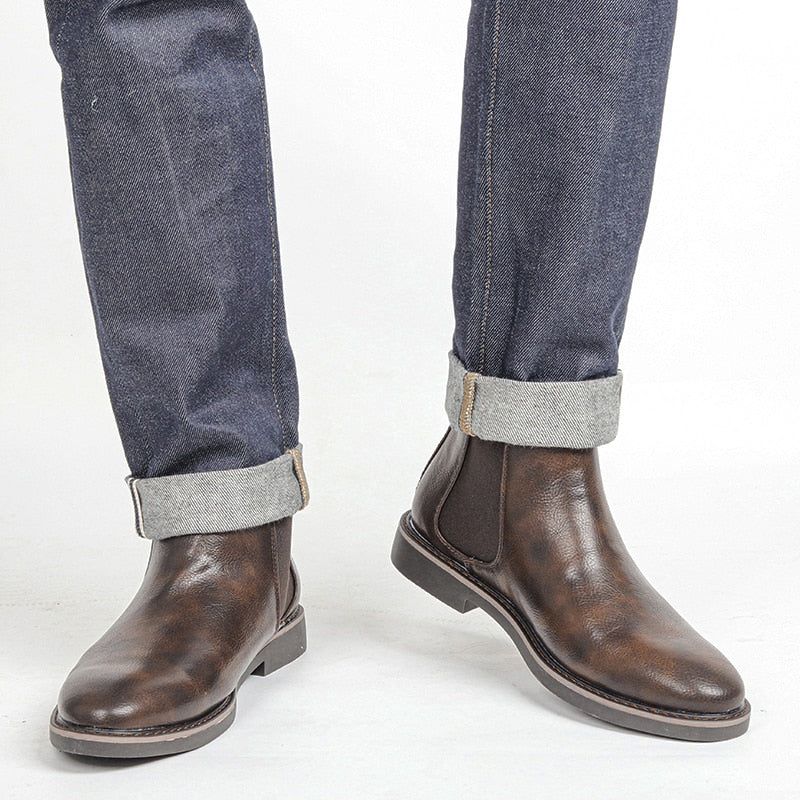 Men Leather Ankle Boots - luvinly
