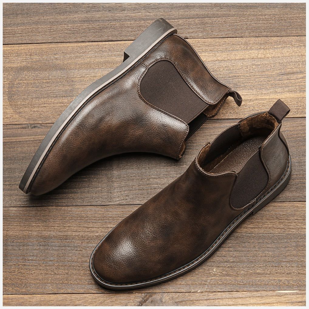 Men Leather Ankle Boots - luvinly
