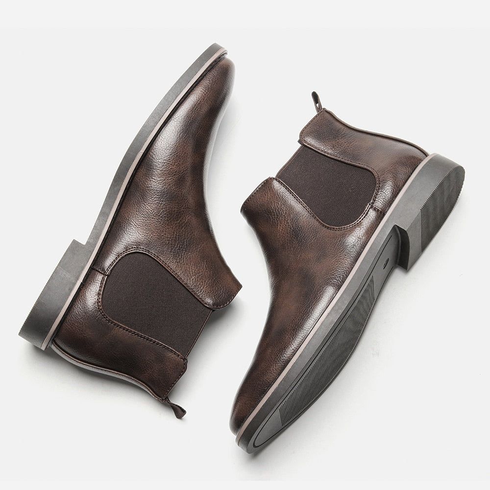 Men Leather Ankle Boots - luvinly