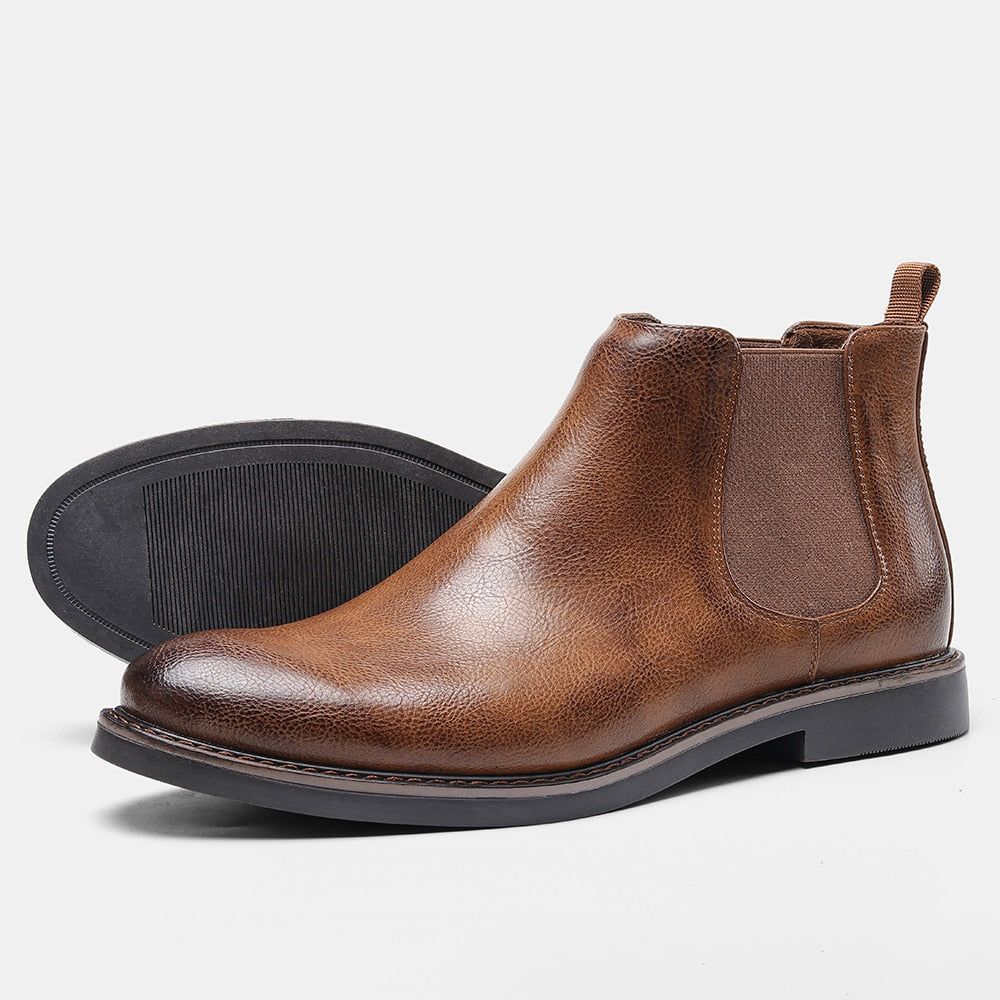 Men Leather Ankle Boots - luvinly