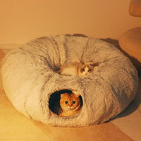 Thumbnail for PurrParadise - 2-In-1 Round Cat Bed And Tunnel Toy - luvinly