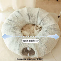 Thumbnail for PurrParadise - 2-In-1 Round Cat Bed And Tunnel Toy - luvinly