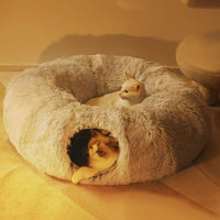 Thumbnail for PurrParadise - 2-In-1 Round Cat Bed And Tunnel Toy - luvinly