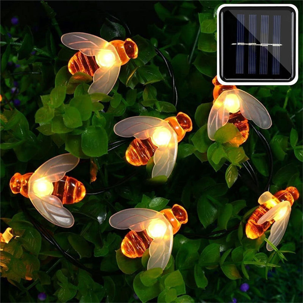 SOLAR POWERED HONEYBEE DESIGN LED FAIRY LIGHTS (50PCS) - luvinly