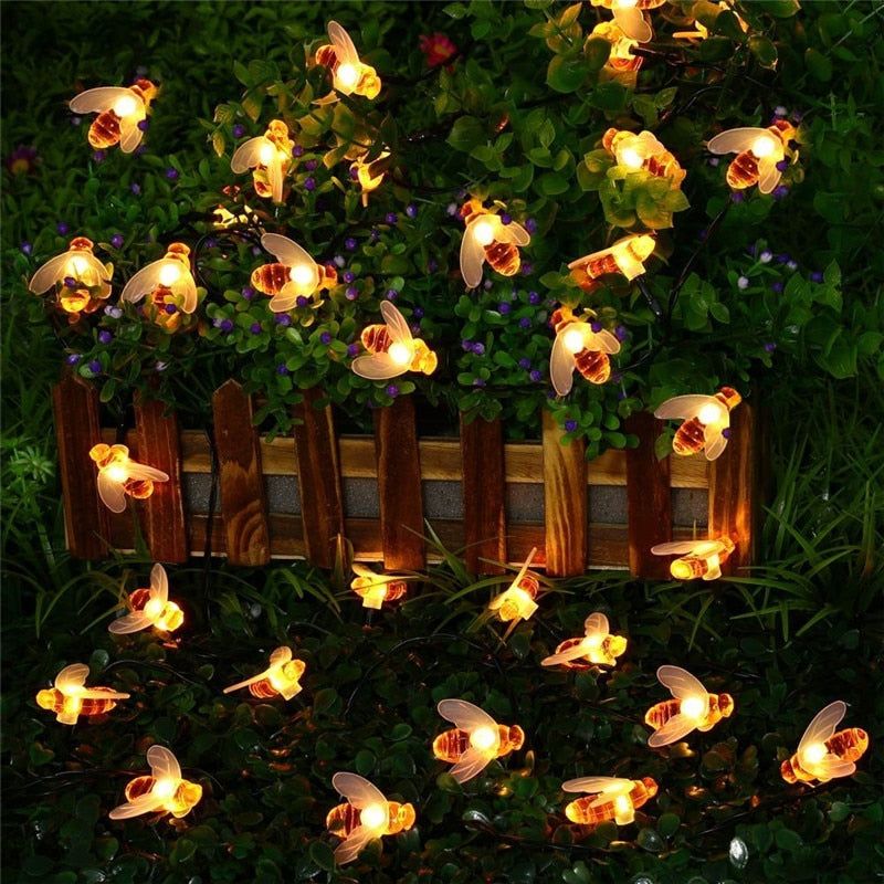 SOLAR POWERED HONEYBEE DESIGN LED FAIRY LIGHTS (50PCS) - luvinly