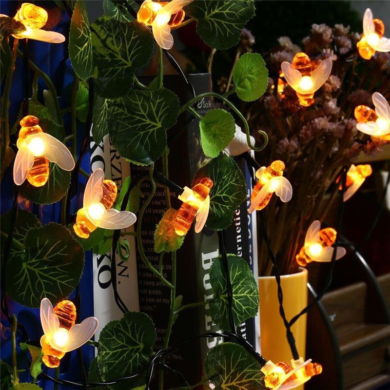 SOLAR POWERED HONEYBEE DESIGN LED FAIRY LIGHTS (50PCS) - luvinly