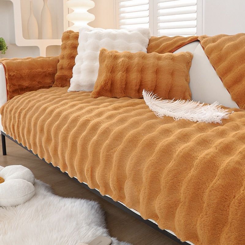 SofaSnug - Cosy Plush Solid Colour Non-Slip Couch Cover - luvinly