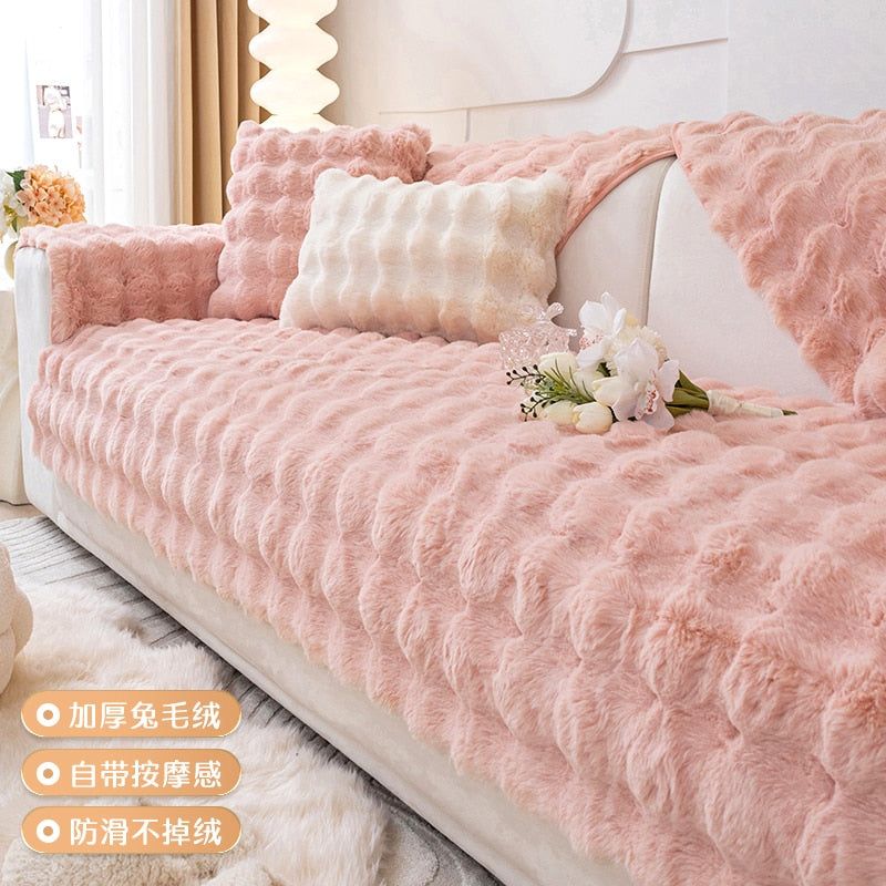 SofaSnug - Cosy Plush Solid Colour Non-Slip Couch Cover - luvinly