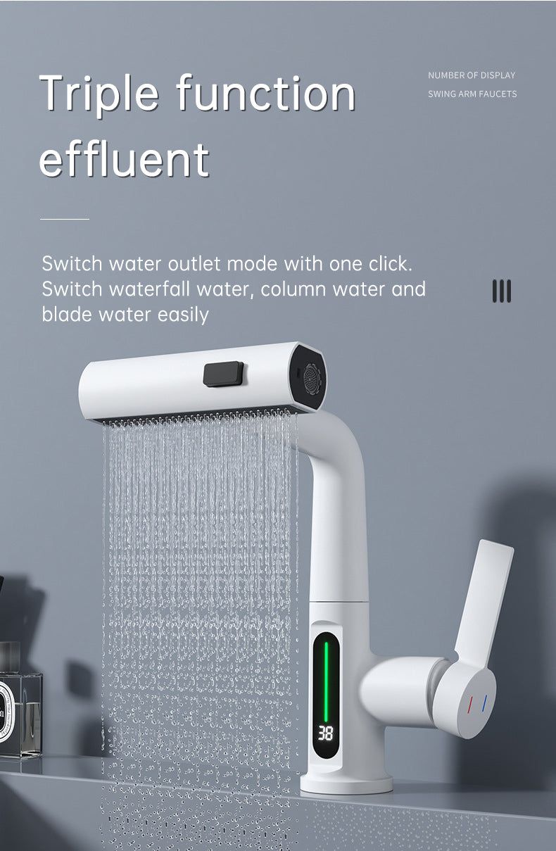 SplashGlow - Multifunctional Bathroom Faucet With LED Temperature Display - luvinly
