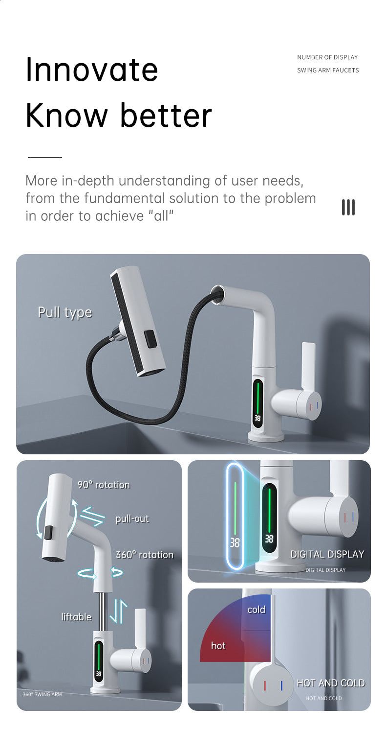 SplashGlow - Multifunctional Bathroom Faucet With LED Temperature Display - luvinly