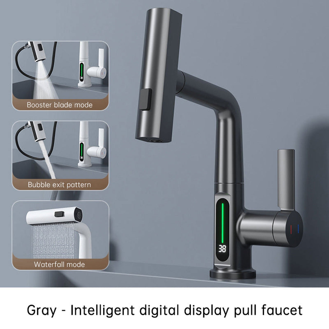 SplashGlow - Multifunctional Bathroom Faucet With LED Temperature Display - luvinly