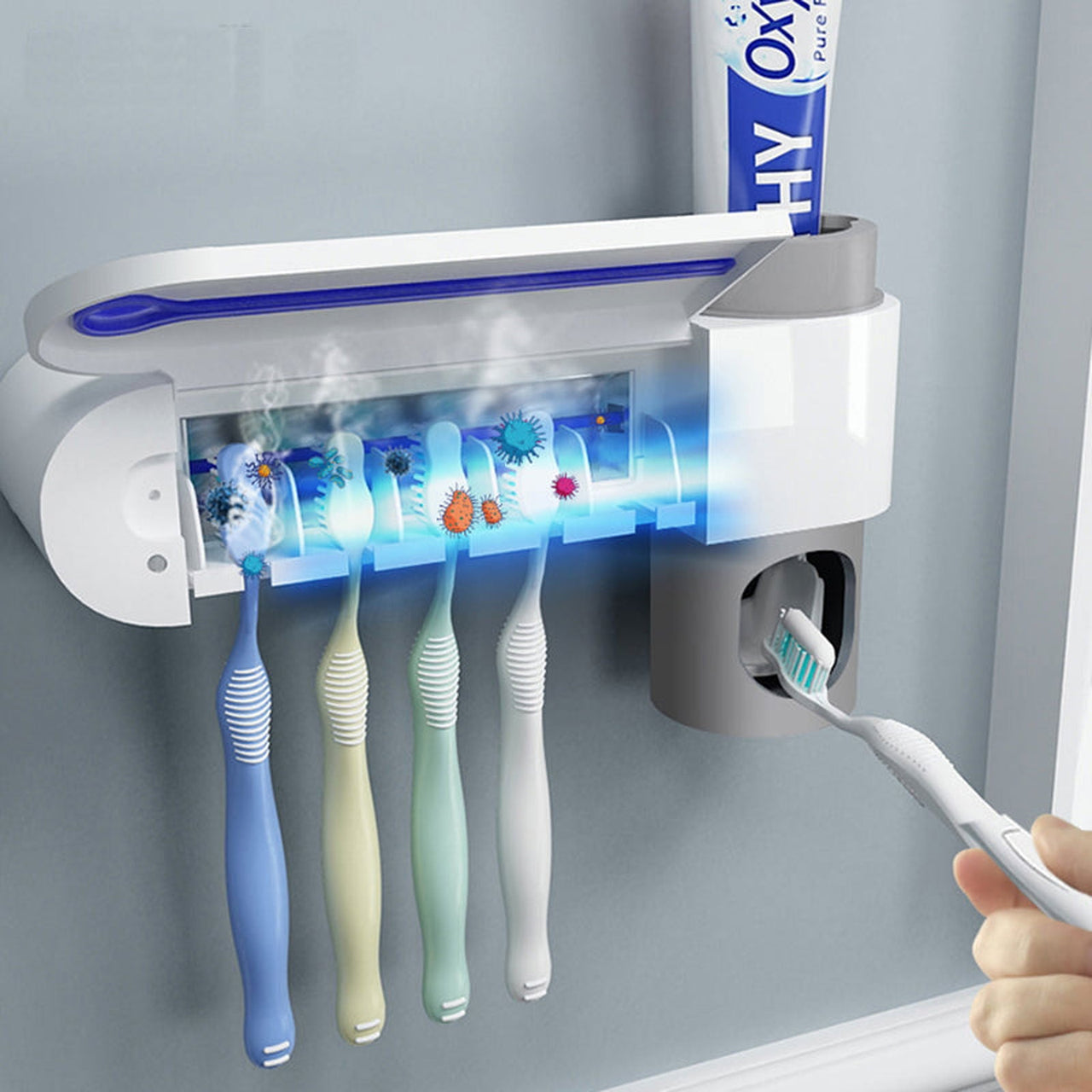 UV LIGHT TOOTHBRUSH HOLDER & PASTE DISPENSER - luvinly