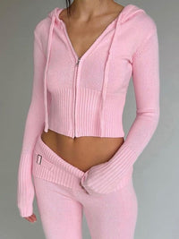 Thumbnail for ZipFit- High Waist & Casual Zipper Hoodie Set - luvinly