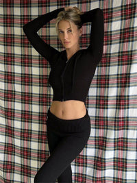 Thumbnail for ZipFit- High Waist & Casual Zipper Hoodie Set - luvinly