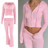 Thumbnail for ZipFit- High Waist & Casual Zipper Hoodie Set - luvinly